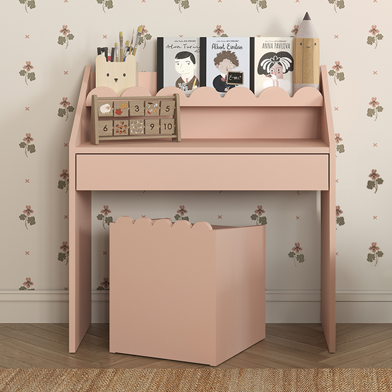 Bureau 1 tiroir avec chaise Bellamy Book Nook - Rose