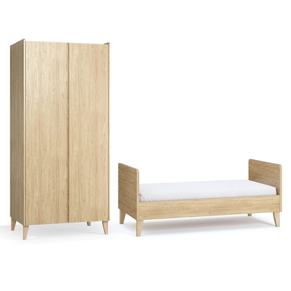 Lit évolutif 70x140 et armoire 2 portes Vox Muve - Bois