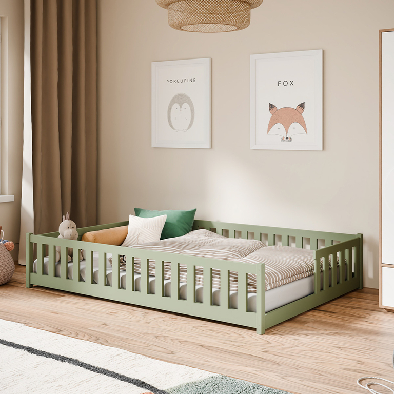 Lit au sol 140x200 sommier inclus Théa - Olive
