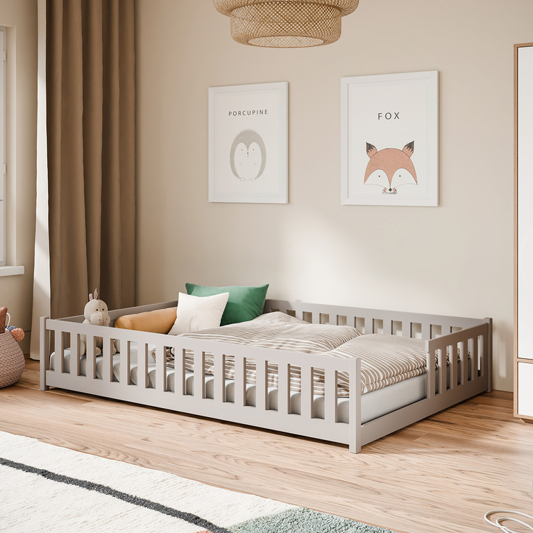 Lit au sol 140x200 sommier inclus Théa - Cachemire