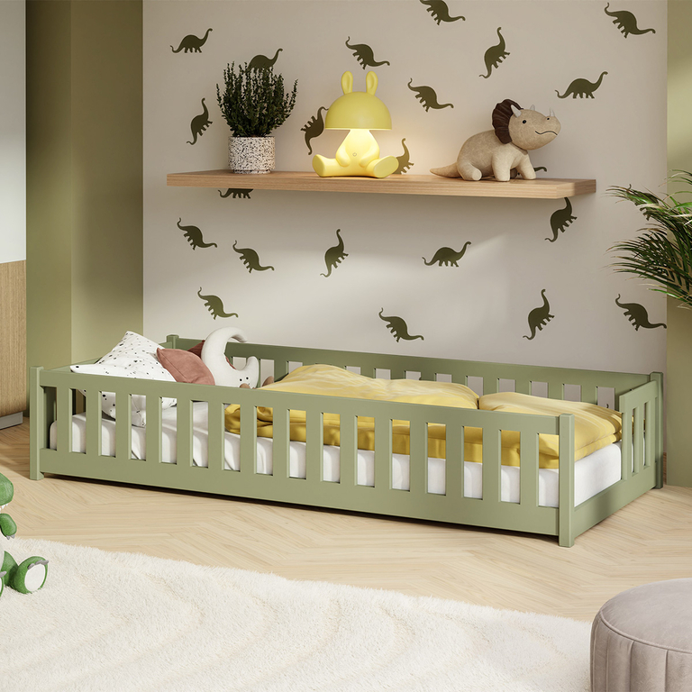Lit au sol 90x190 sommier inclus Théa - Olive
