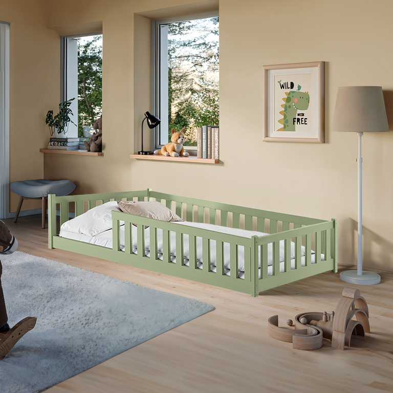 Lit au sol 80x160 sommier inclus Maya - Olive
