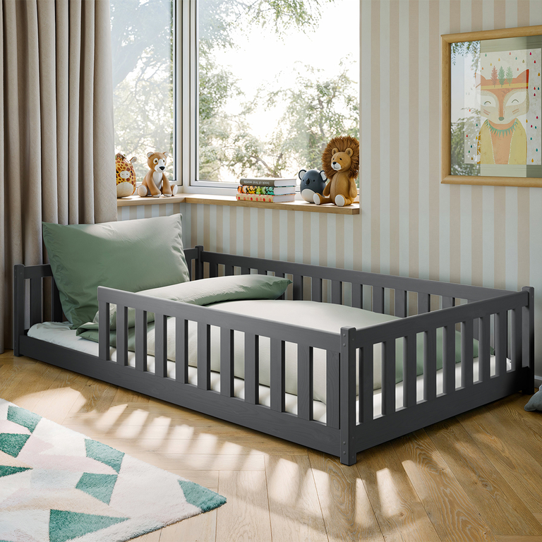 Lit au sol 120x200 sommier inclus Maya - Anthracite