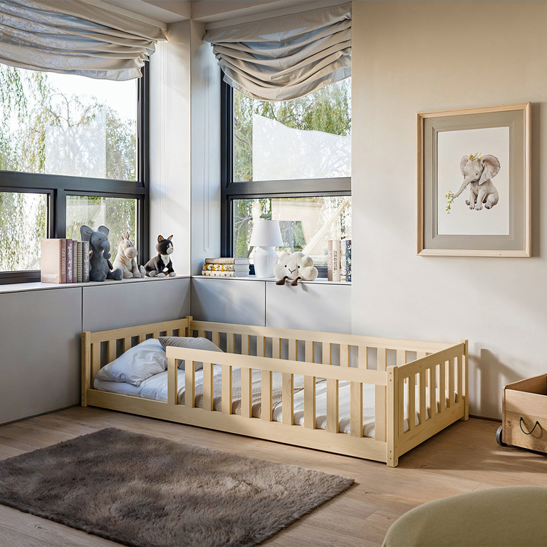 Lit au sol 80x160 sommier inclus Maya - Bois