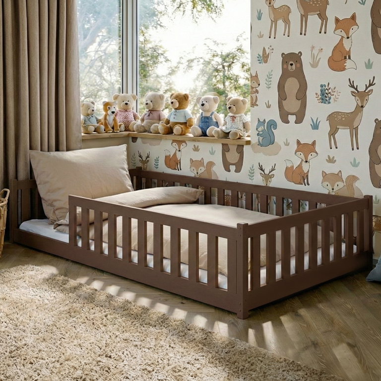 Lit au sol 120x200 sommier inclus Maya - Marron foncé