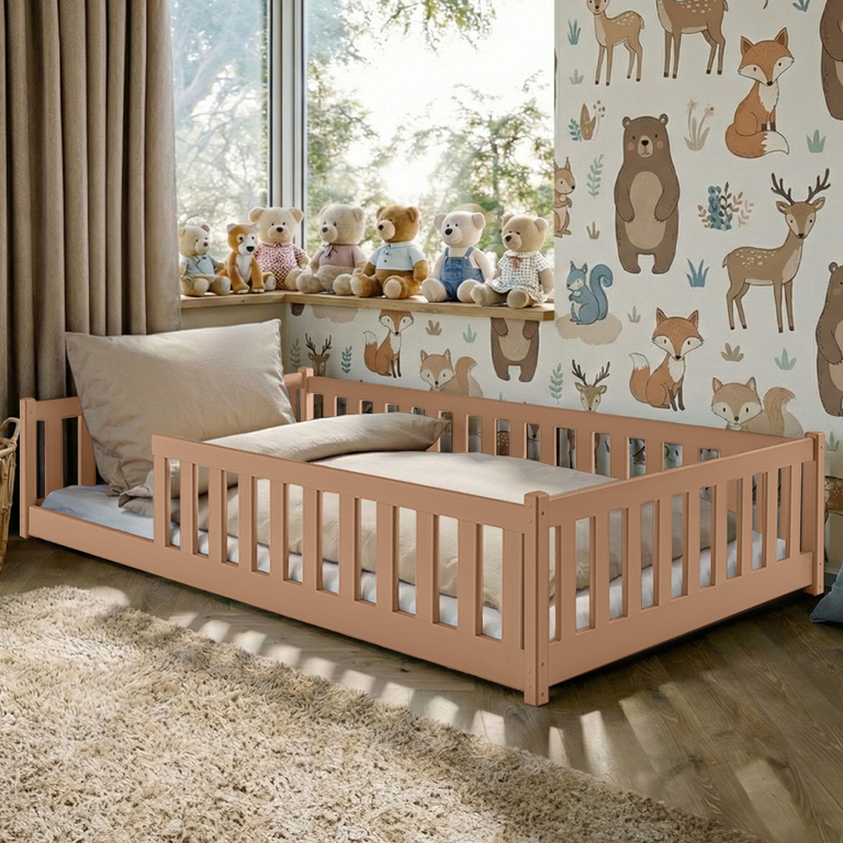 Lit au sol 120x200 sommier inclus Maya - Marron