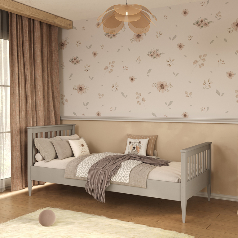 Lit 90x200 sommier inclus Ignas - Gris
