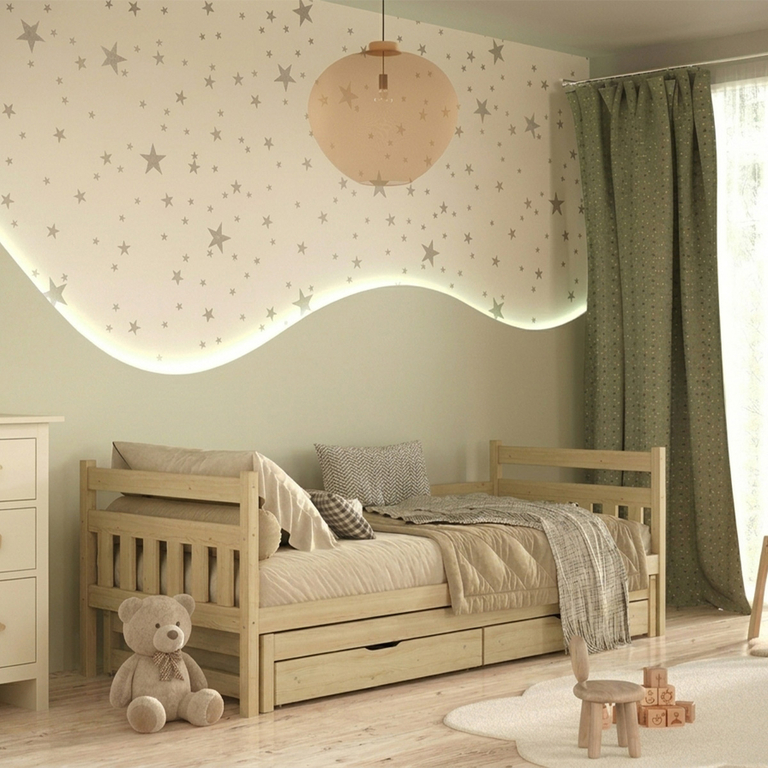 Lit gigogne 90x200 sommiers et tiroirs inclus David - Bois