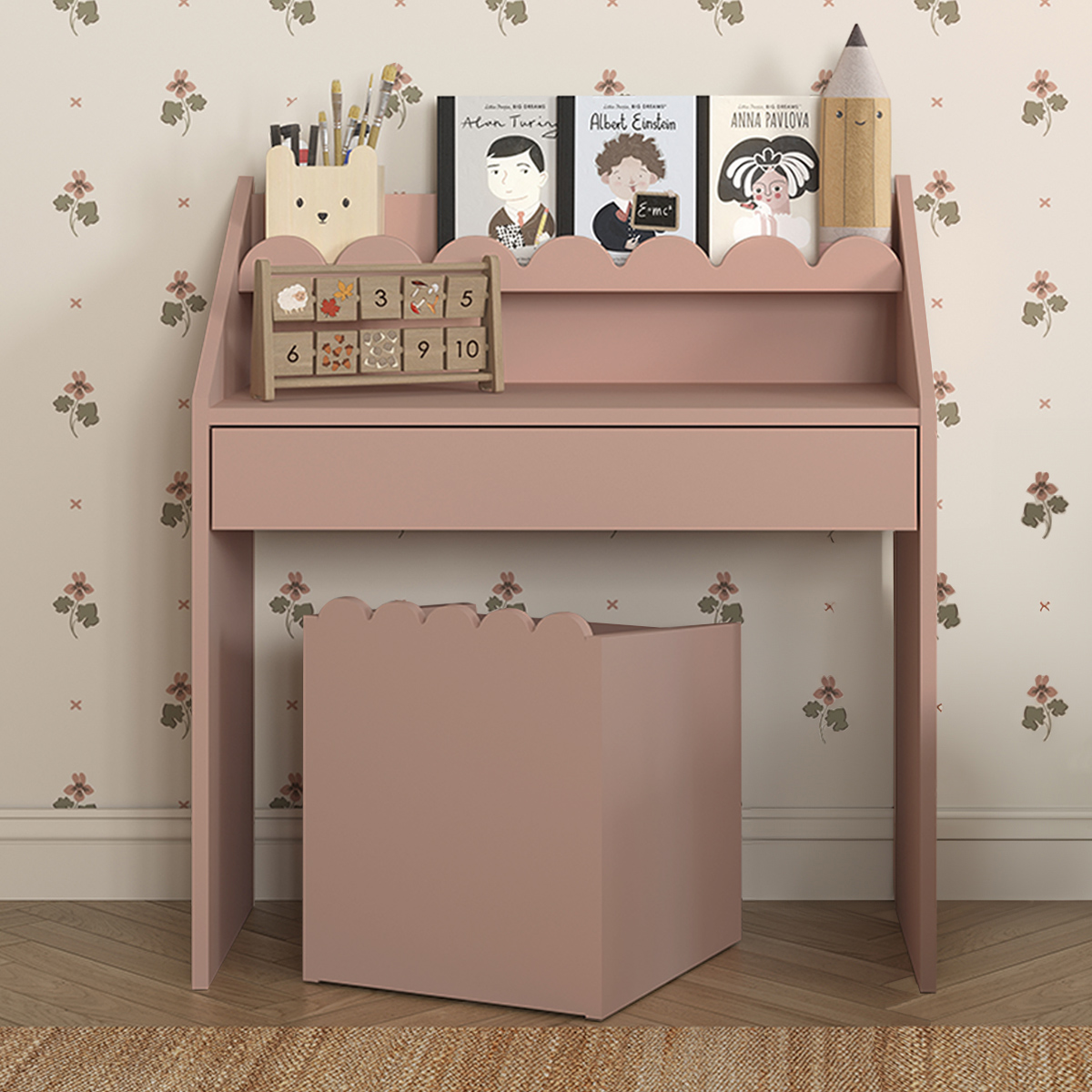Bureau 1 tiroir avec chaise Bellamy Book Nook - Rose