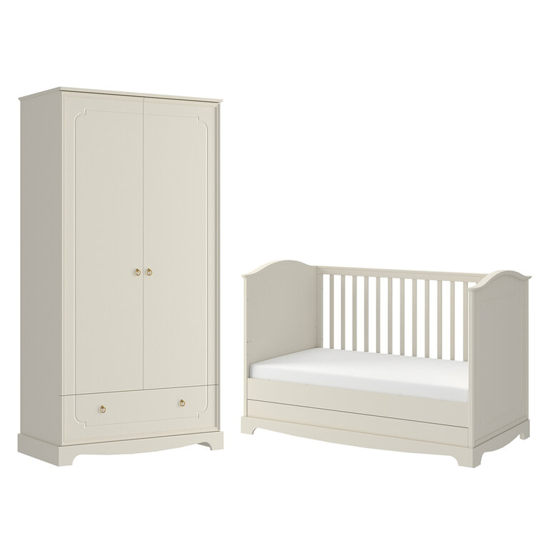 Lit évolutif 70x140 et armoire 2 portes Bellamy Royal - Beige