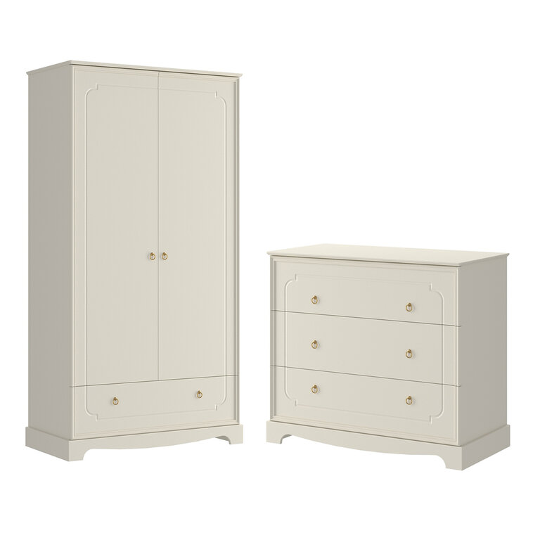 Commode 3 tiroirs et armoire 2 portes Bellamy Royal - Beige