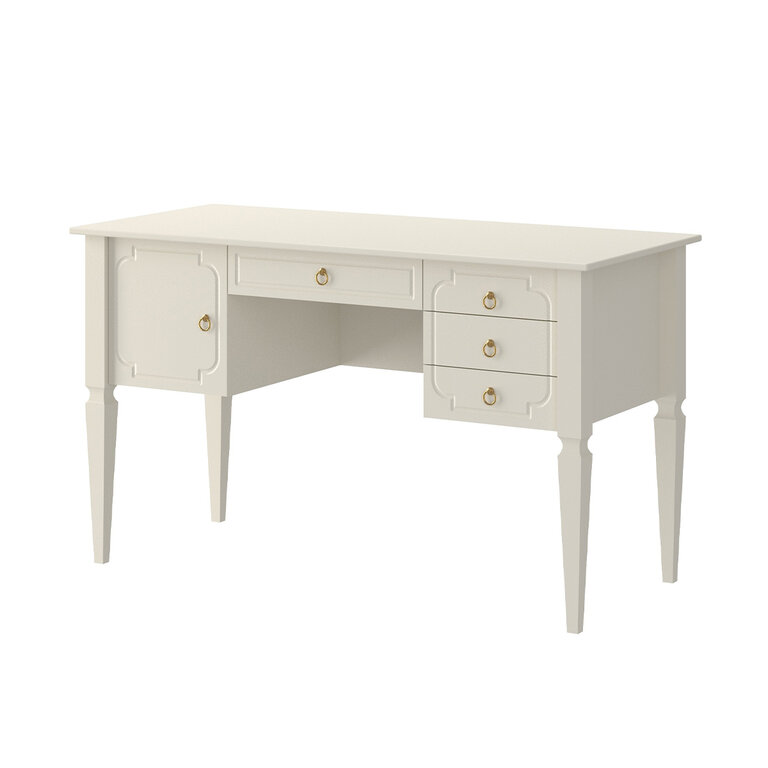 Bureau 4 tiroirs 1 porte Bellamy Royal - Beige