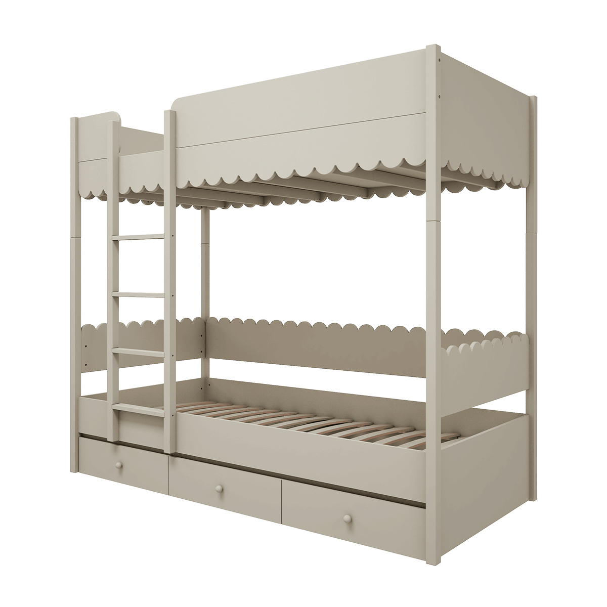Lit superposé 90x200 sommiers et tiroir inclus Wood Luck Babushka - Olive
