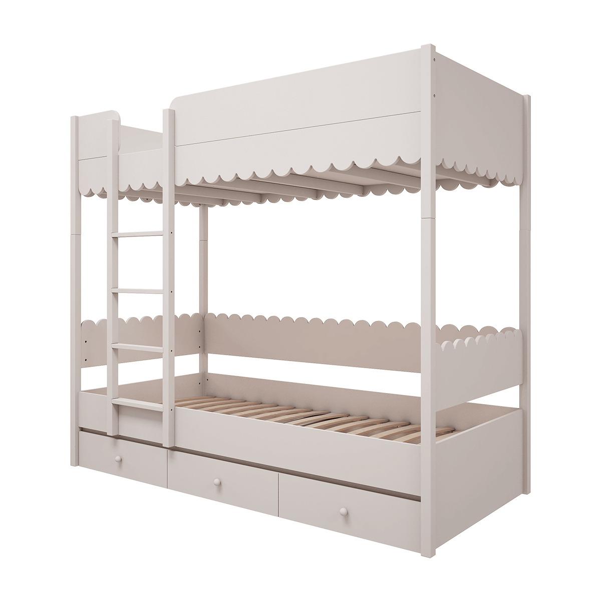 Lit superposé 90x200 sommiers et tiroir inclus Wood Luck Babushka - Blanc