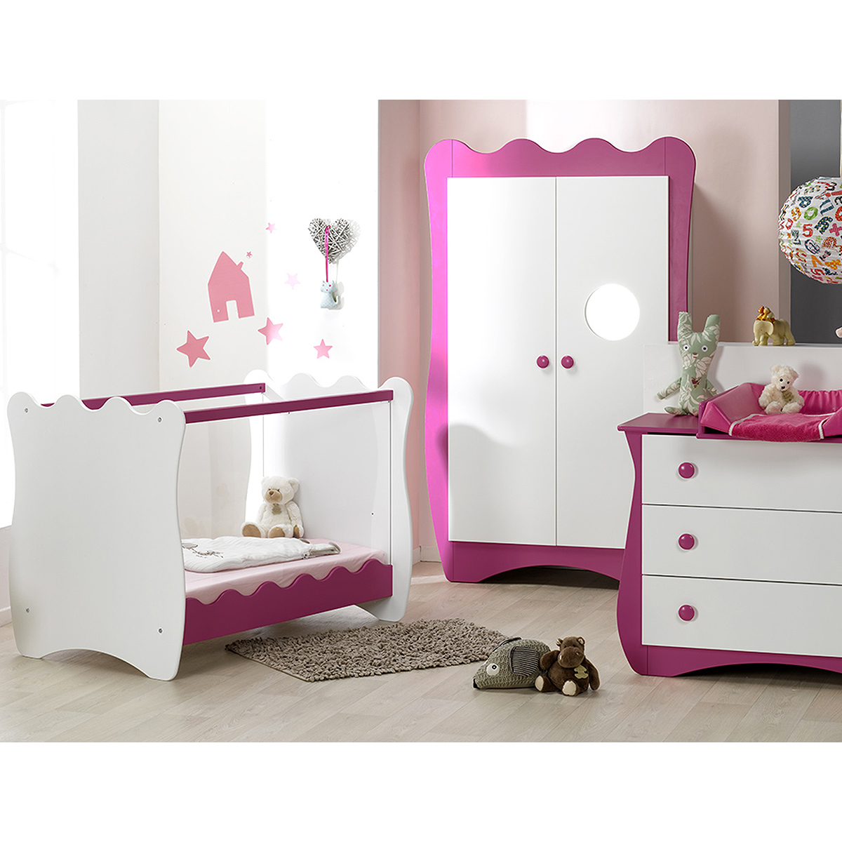 Chambre complète lit bébé Plexiglas 60x120 - commode à langer - armoire 2  portes Bébé Provence Linéa - Blanc - Packs/Chambre complète - tendresse de  bébé