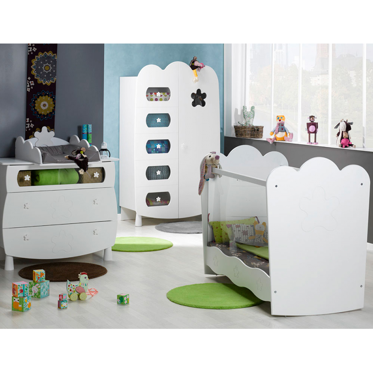 Chambre complète lit bébé Plexiglas 60x120 - commode à langer - armoire 2  portes Bébé Provence Linéa - Blanc - Packs/Chambre complète - tendresse de  bébé