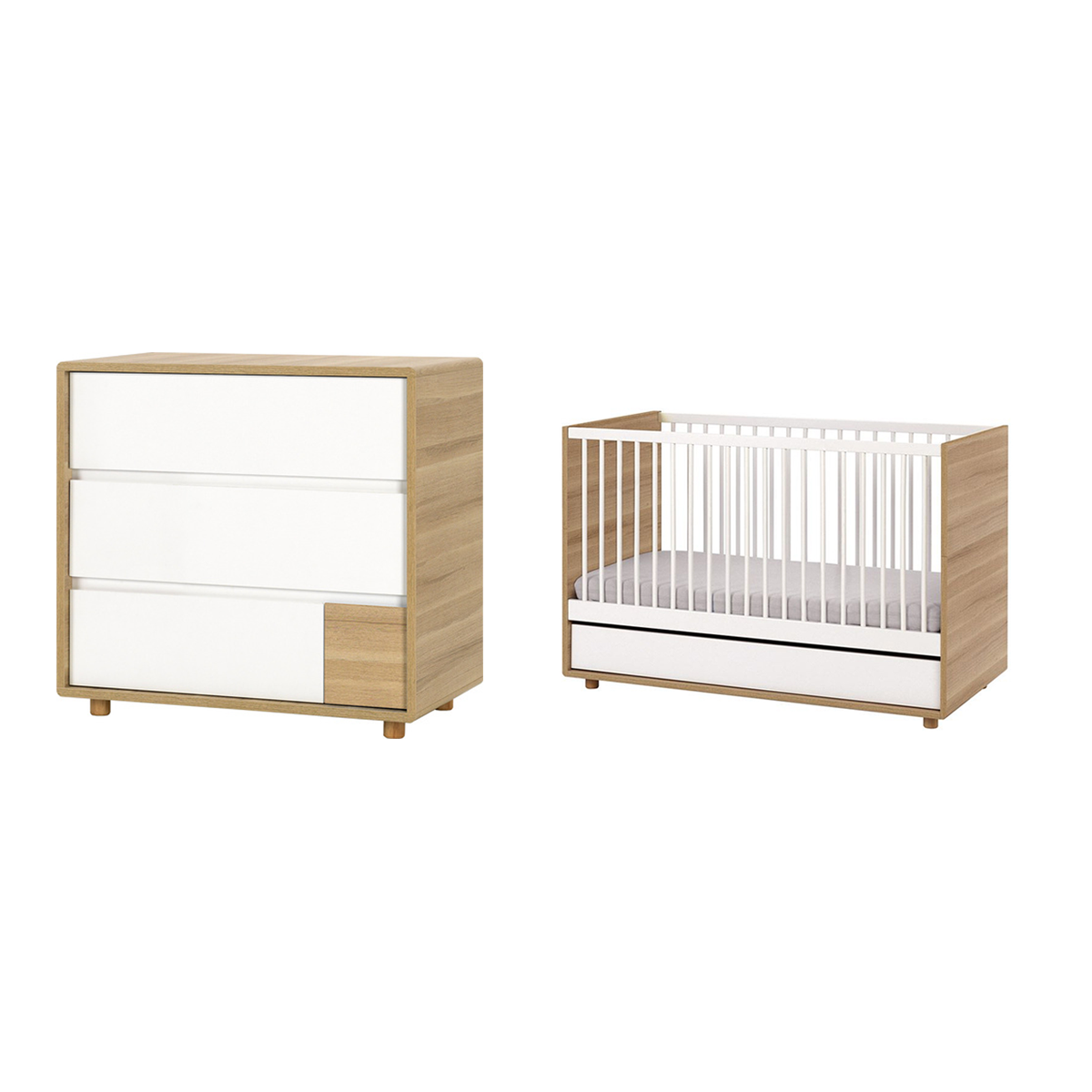 Lit évolutif 70x140 et Commode à langer Vox Evolve - Bois