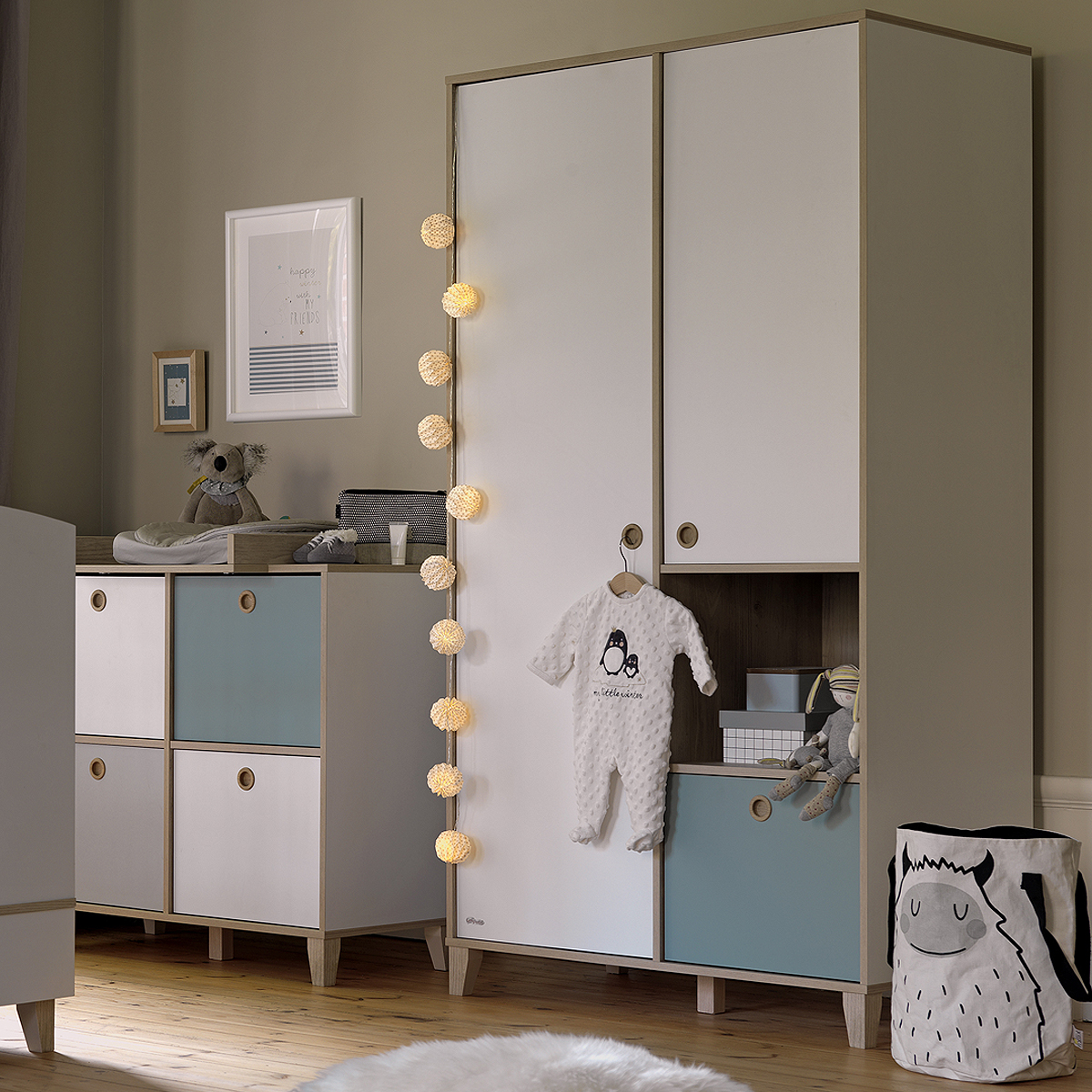 Armoire 2 Portes GALIPETTE - Design Mixte Intemporel - Rangement Pratique Et élégant