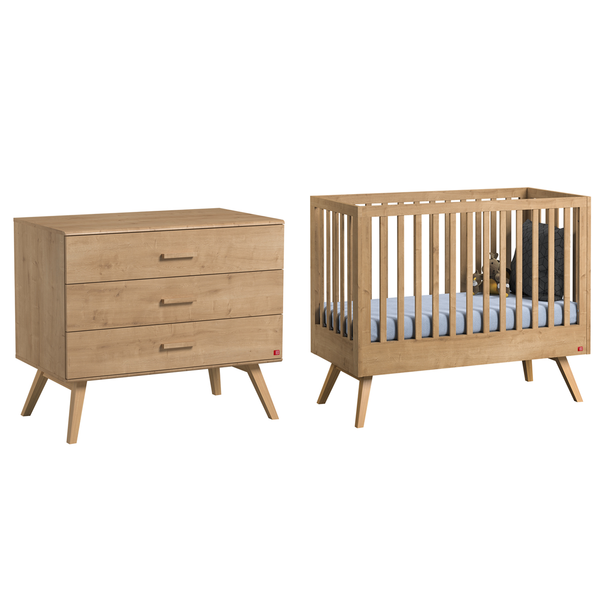 Lit bébé 60x120 et Commode à langer Vox Nautis - Bois