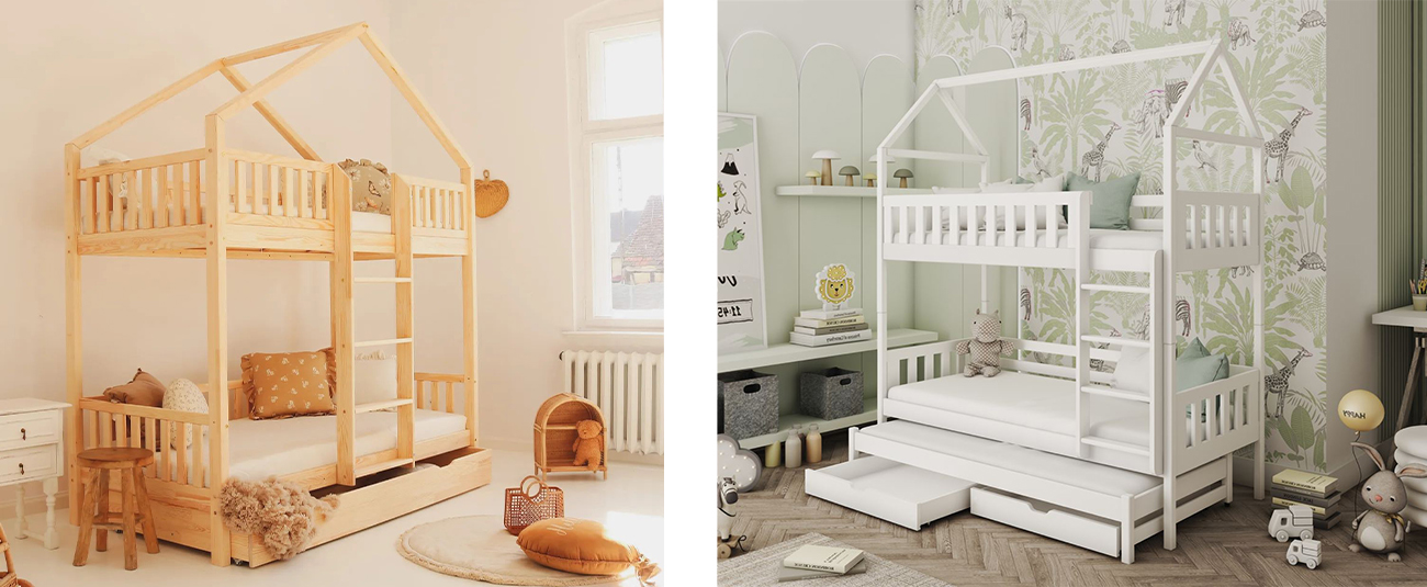 Tendresse de bébé lit cabane superposé avec tiroir