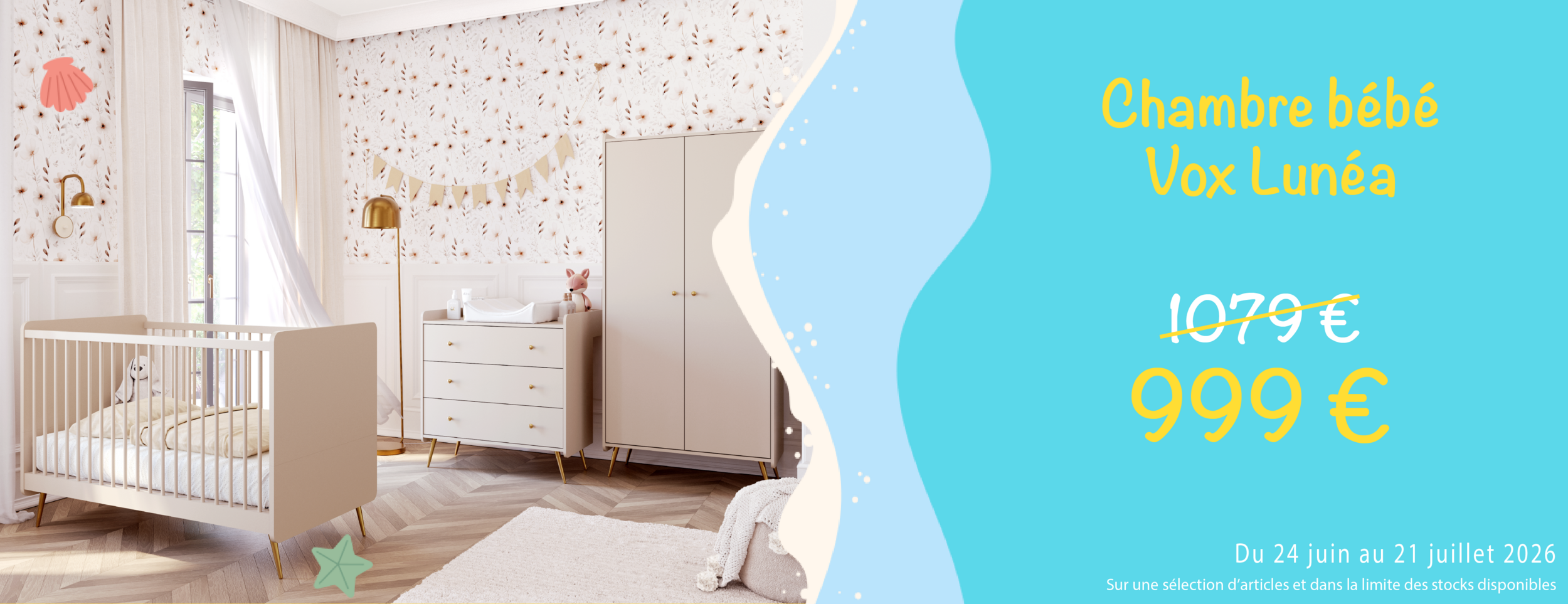 Slide Soldes d'été 2026 chambre bébé