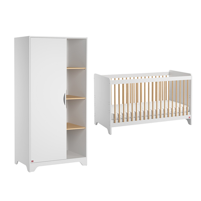 Chambre Complete Lit Bebe 60x1 Commode A Langer Armoire 1 Porte Vox Leaf Blanc Et Bois Packs Chambre Complete Tendresse De Bebe