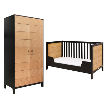 Lit Bebe 60x120 Et Armoire 2 Portes Bopita Job Noir Et Bois Naturel Packs Lit Armoire Tendresse De Bebe