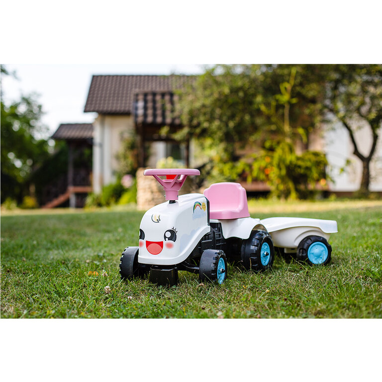 FALK Tractor De Pedales Rainbow Star Rosa Con Remolque – Fabricado En Francia Con 40% Plástico Reciclado, Para Niños Desde 2 Años FALK Tractor De Pedales Rainbow Star Rosa Con Remolque – Fabricado En Francia Con 40% Plástico Reciclado, Para Niños Desde 2 Años