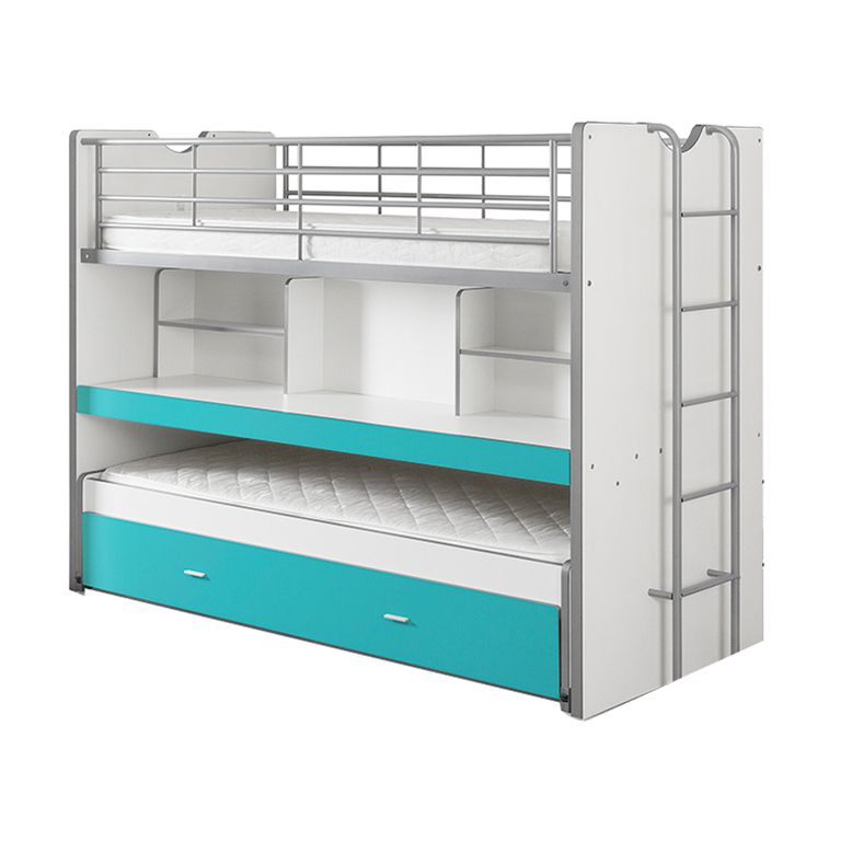 Lit Combiné 80 90x200 Sommier Inclus Vipack Bonny - Turquoise - Lits ...