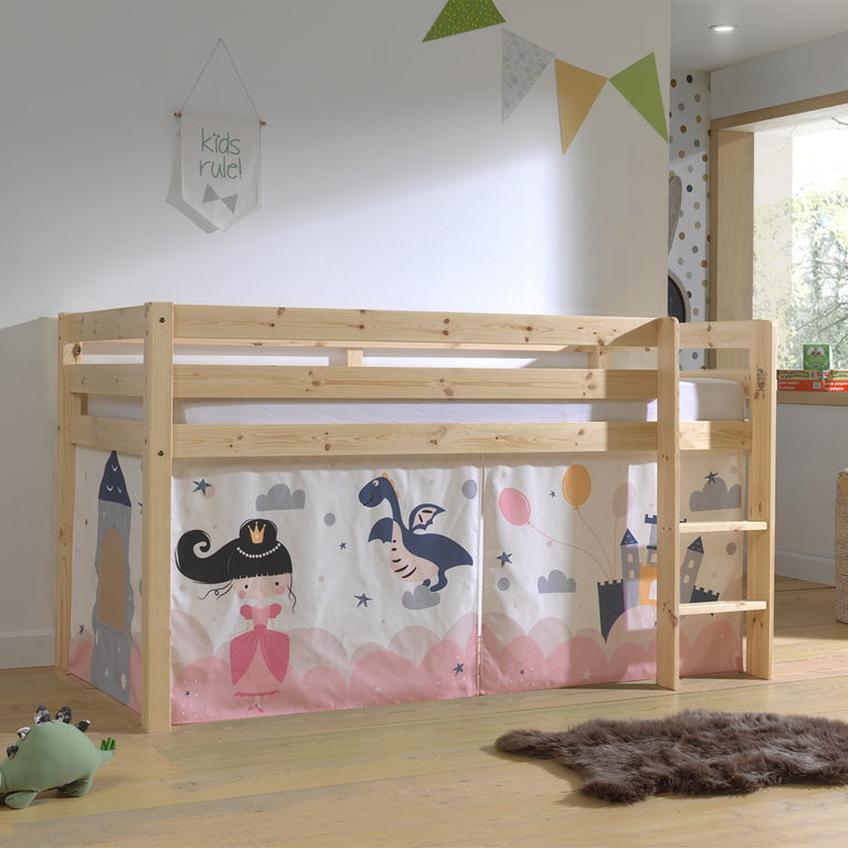 Lit superposé pour enfant en bois 90 x 200 cm avec étagère 6 ans - Vipack