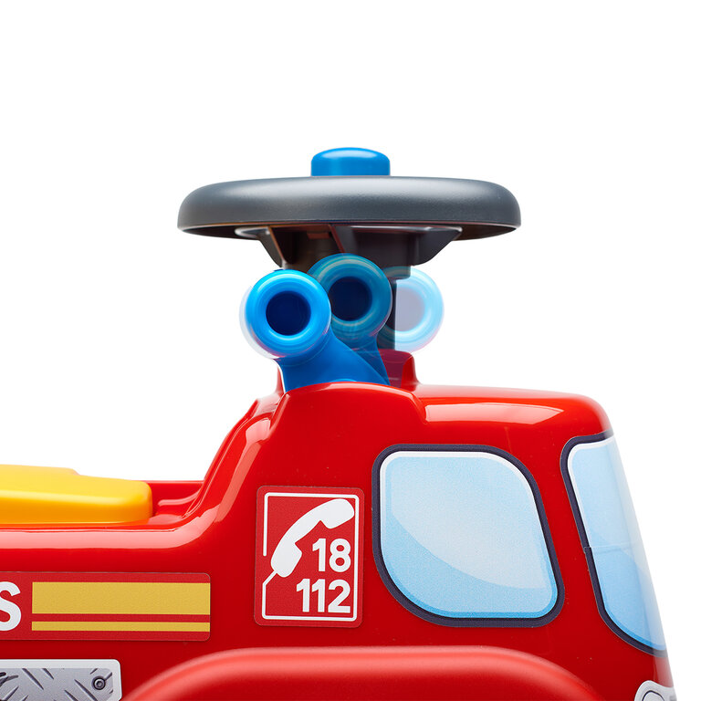 Big Camion De Pompier Volvo – Porteur Bébé – Lance à Eau – Volant Directionnel – Klaxon – Dès 2 Ans