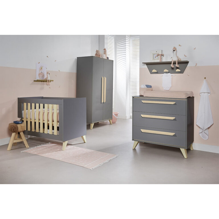 Chambre complète lit bébé 60x120, commode avec plan à langer et armoire ...
