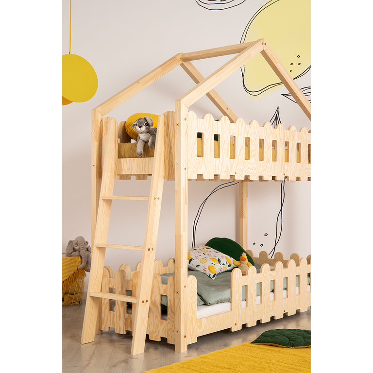 Lit Mezzanine 2 Places Enfant Cargo Avec Matelas Inclus. Blanc Ou Bois