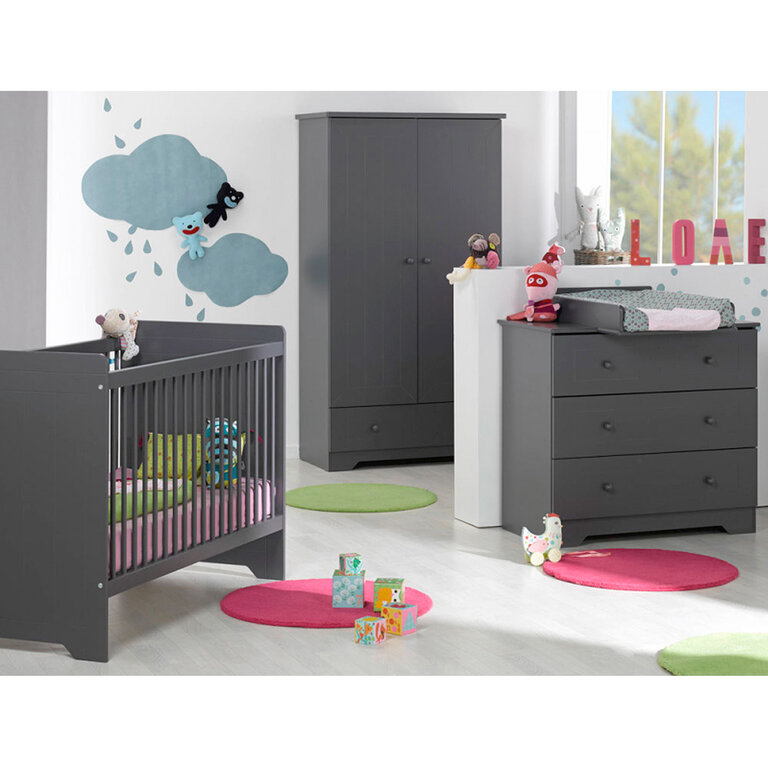 Chambre complète lit bébé 60x120 - commode à langer - armoire 2 portes ...