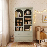 Woodluck_Babushka_olive_bibliotheque_2tiroirs_2
