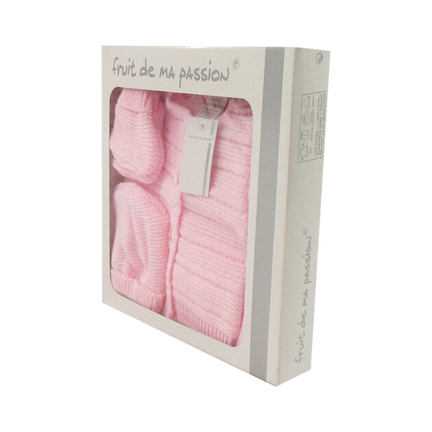 Ensemble Brassière Bébé 4 Pièces 0-3 Mois - Blanc & Rose Motif Papillon | Coffret Naissance