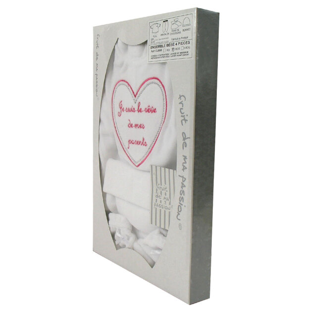 Coffret Brassière + Couverture Bébé 0-3 Mois - Rose - 'Je Suis Le Rêve De Mes Parents'