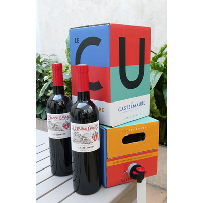 CASTELMAURE CORBIERES ROUGE LE CUBI 10L  14° à 43€