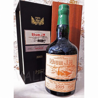 RHUM J.M HORS D'ÂGE - MILLÉSIME 2005 - 15 ANS - ETIQUETTE CUIR -CAISSE BOIS - 70CL - 41,5° à 240€