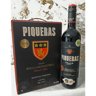 PIQUERAS BLACK LABEL ALMANSA 2020  BIB 3L 14,5° Vin Rouge bIo Espagne à 10€