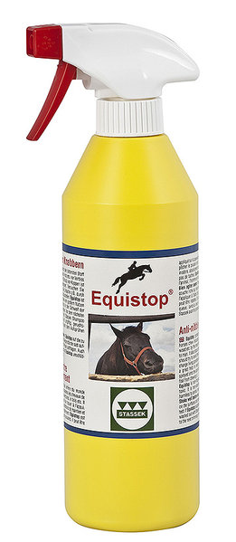 equistop liquide contre le mordillement cheval qui mange couverture, bois, bandages, poulain
