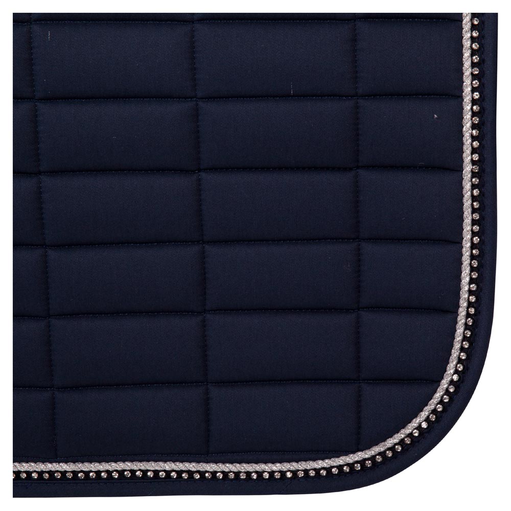 Tapis De Selle De Dressage Wagner Avec Capuche Et Strass - Blanc/bleu, 100% Coton, Lavable