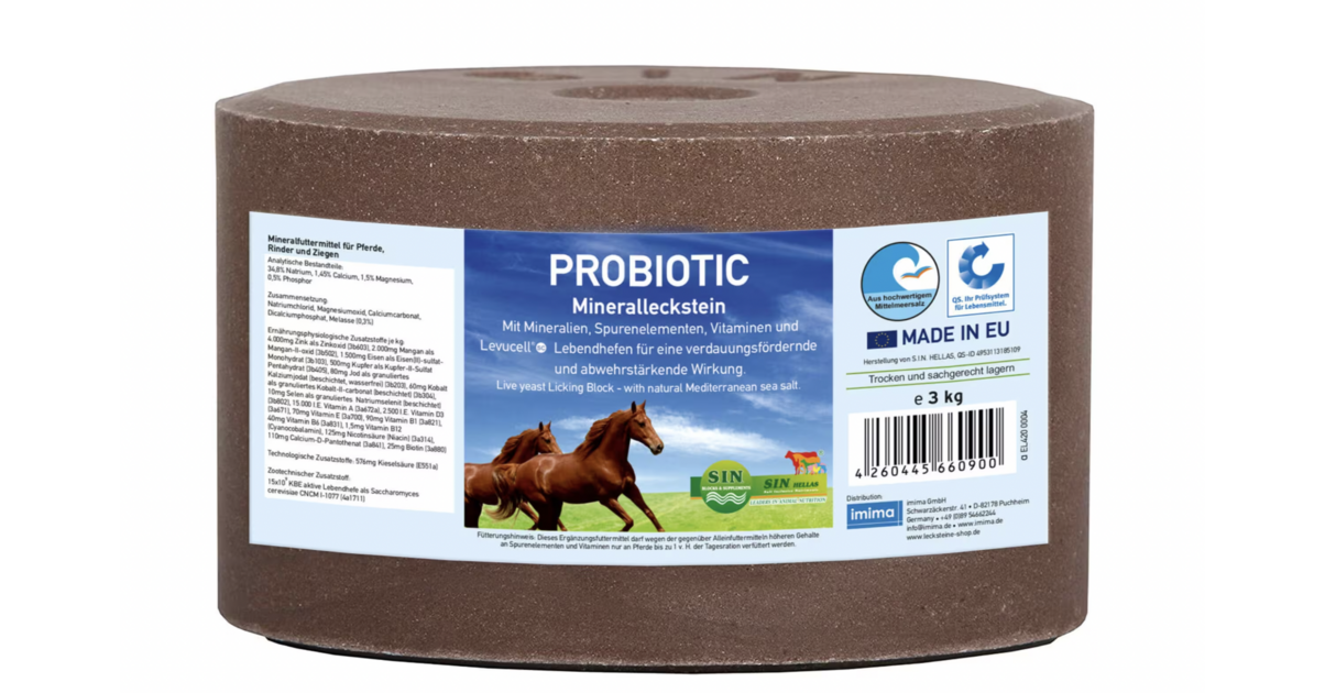 Imima Pierre à Lécher Minérale Cheval BIOTIN + Plus - Lot De 4 Pierres à Lécher Salines 4 X 3kg Pour Chevaux, Moutons, Chèvres Et Gibier