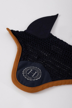 Bonnet Anti-mouches HKM Kopenhagen Pour Cheval - Bleu Foncé, Oreilles élastiques, Cordons Décoratifs - Protection Et Style - 5