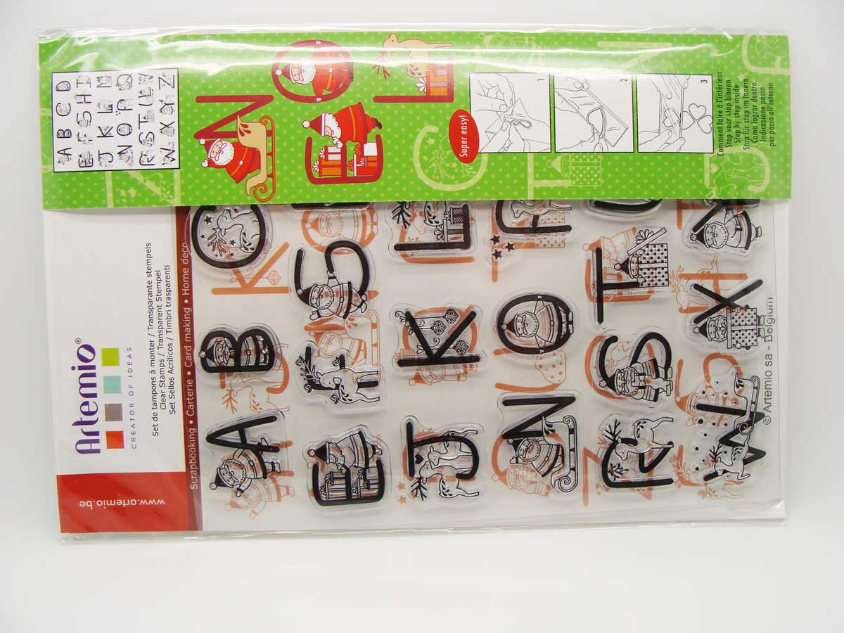 1 planche de tampons clear stamps - lettres alphabet minuscule - chiffres -  Un grand marché