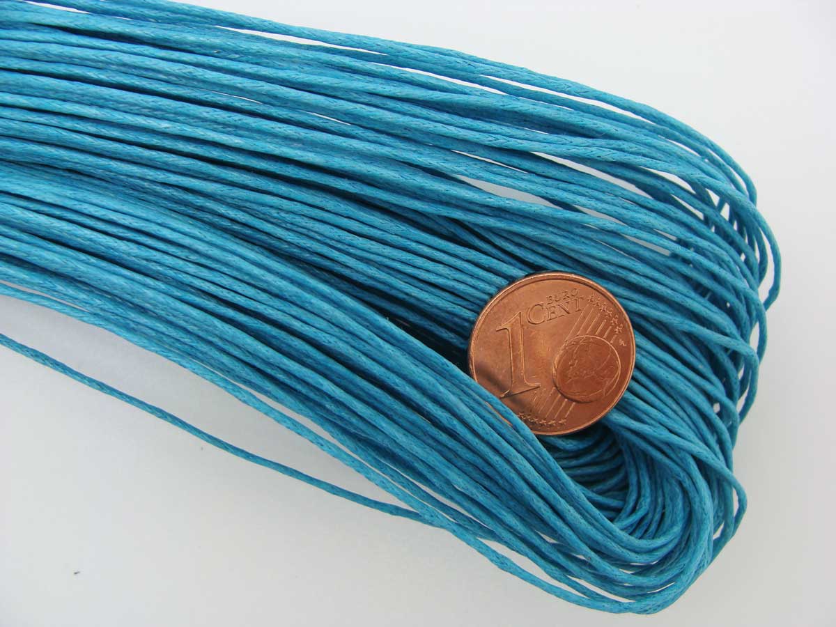 fil coton cire 1mm bleu echeveau 75m