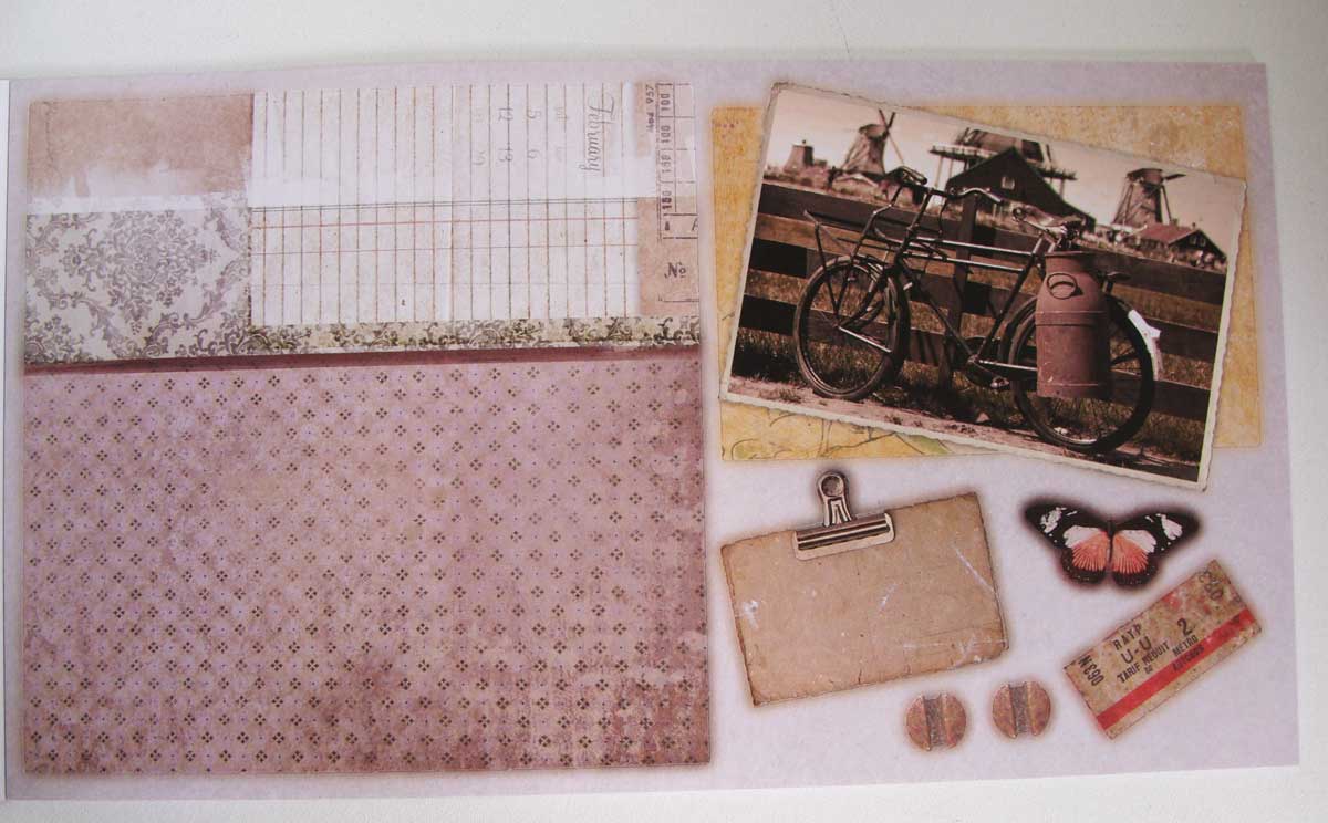 12 cartes bloc scrapbooking beige vintage