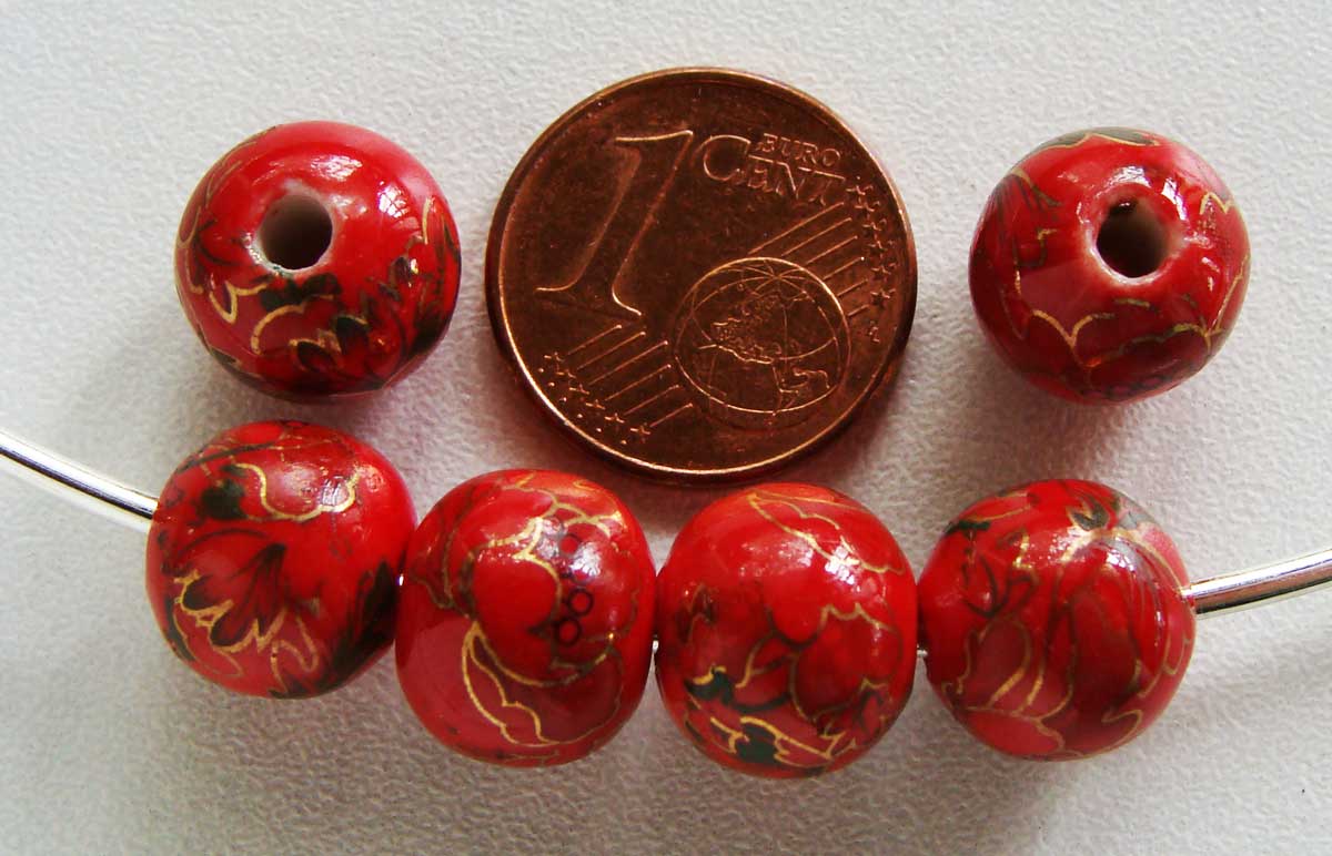 perle porcelaine por-R10-dore-rouge