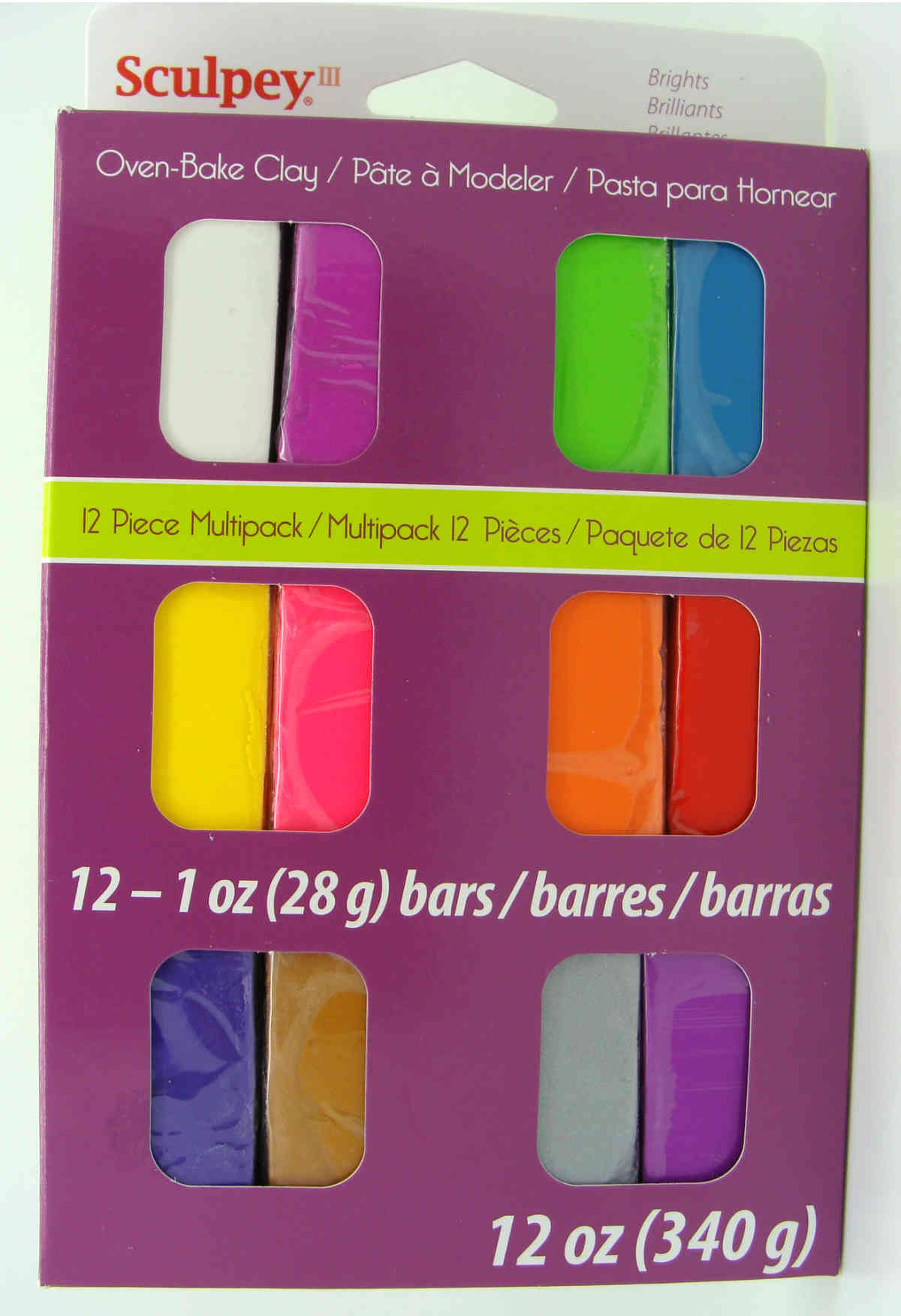 pack 12 pains pate sculpey bright
