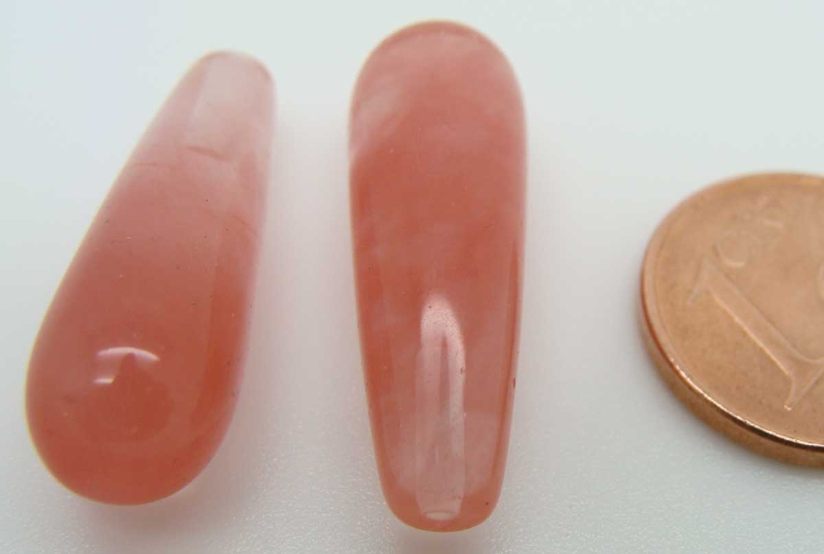 perle pierre rose demi-perce goutte 24mm 06